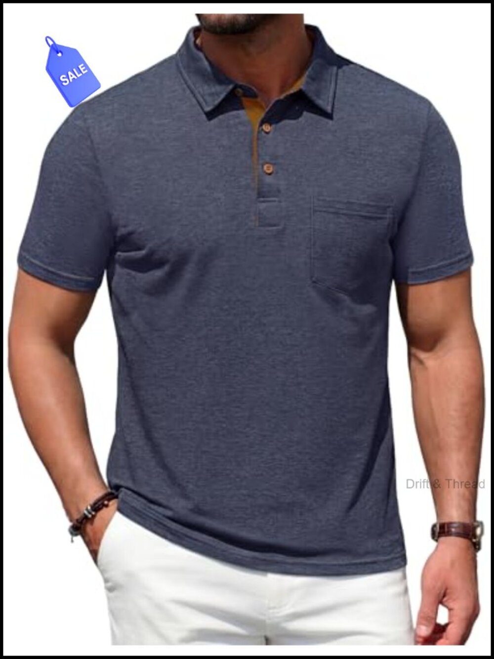 Men's Cotton Blend Polo Shirt Short Sleeve Casual Golf Shirt with Pocket